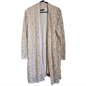 Sweater set two piece oversized floral knit cream color womens m - l - xl